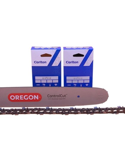 38 cm - Oregon Profi-Leichtbau Schiene + 2 Halbmeißelketten 0.325" 1,3 mm 64TG