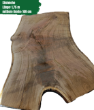 Eichenbohle mit Baumkante | Stärke: 6,5 cm | Breite: Ø 109 cm | Länge: 175 cm