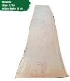 Eichenbohle mit Baumkante | Stärke: 6,5 cm | Breite: Ø 66 cm | Länge: 278 cm